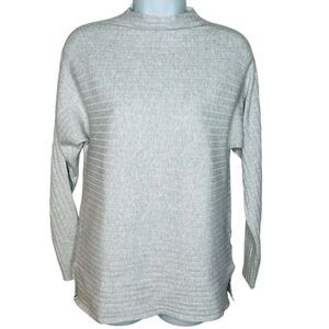 Banana Republic Ribbed Funnel Mock Neck Top Size S Gray